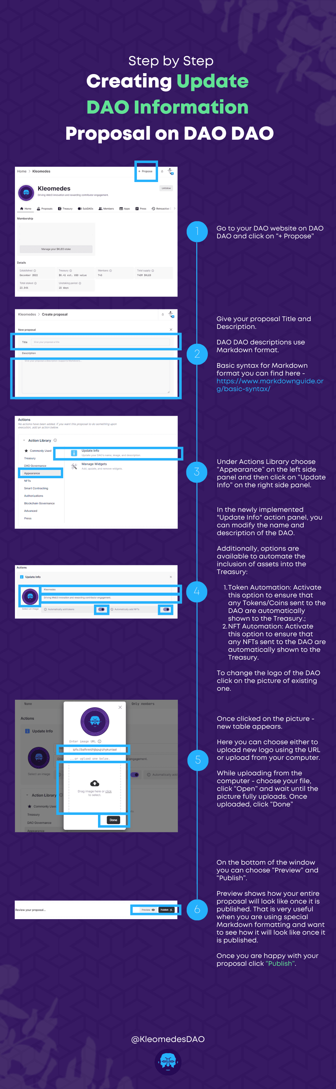 Creating Update DAO Info Proposal on DAO DAO