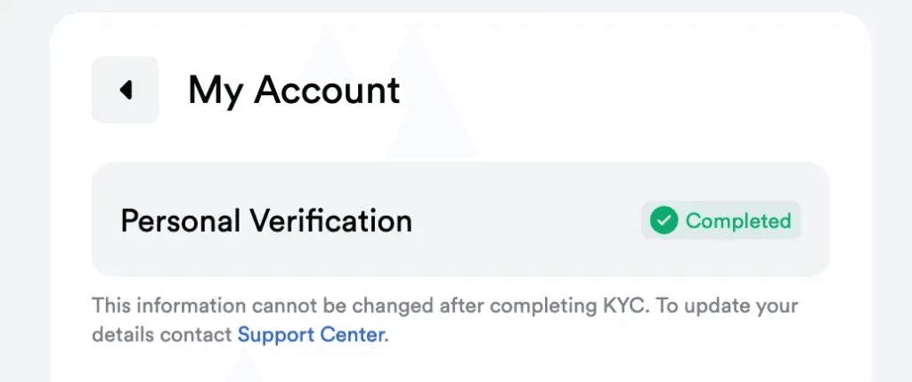 KYC is complete and you are ready to on-ramp!
