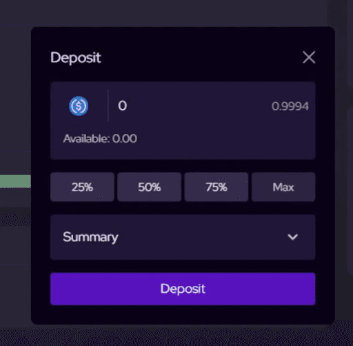 Deposit ivxUSD to trade with